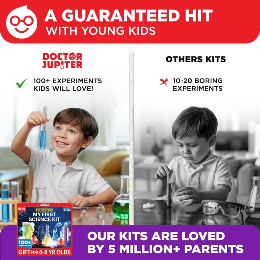 Doctor Jupiter My First Science Kit for Kids Ages 4-5-6-7-8 | Christmas, Birthday Gift Ideas for 4+ Year Old Boys & Girls | Toy Stem Kit with 100+ Experiments | Learning & Educational Projects