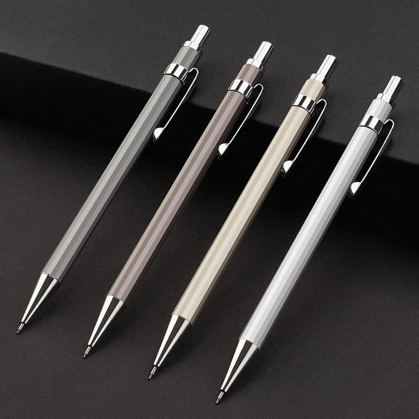 Four Candies 0.7mm Mechanical Pencil Set with Case - 4PCS Metal Mechanical Pencils, 8 Tubes HB #2 Lead Refills, 3PCS 4B Erasers and 9PCS Eraser Refills, Lead Mechanical Pencils for Writing & Drawing