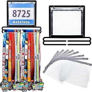 Moxweyeni Race Medal and Bib Display Medal Hanger Running Bib Holder Wall Mounted Hanging Rack Stands Gifts for Runners