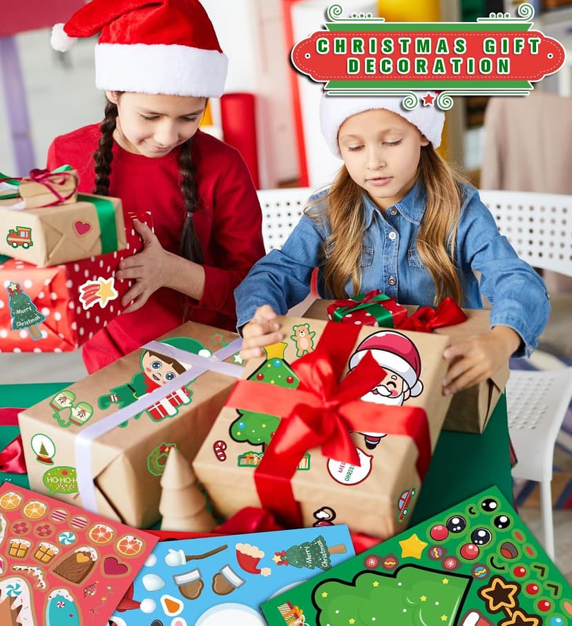 Kids Xmas Decorations Gifts Games Party Favors Supplies 24 Sheets,Stocking Stuffers,Christmas Stockings,Christmas Gift Bags Stocking Stuffers for Kids,Christmas Stickers,DIY Christmas Crafts for Kids B0F8H5X4L8