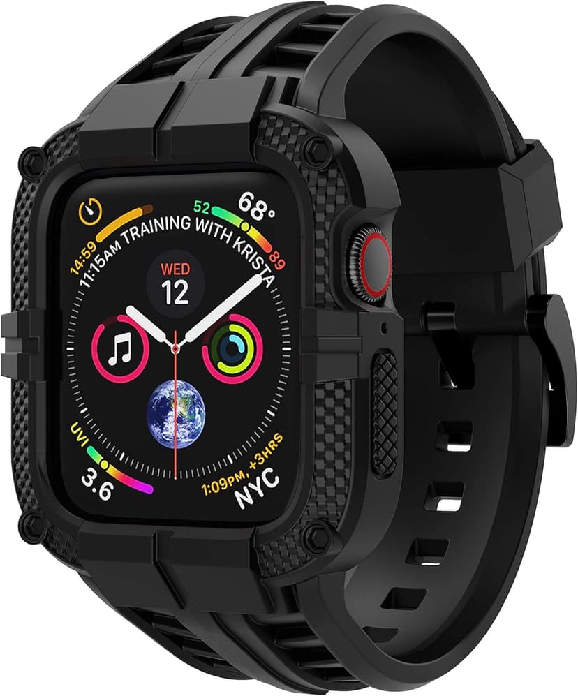 T-ENGINE Rugged Watch band Compatible with Apple Watch Series 9 Band for 45mm 44mm 42mm SE 9/8/7/6/5/4/3 for Men (45mm/44mm/42mm, Black)