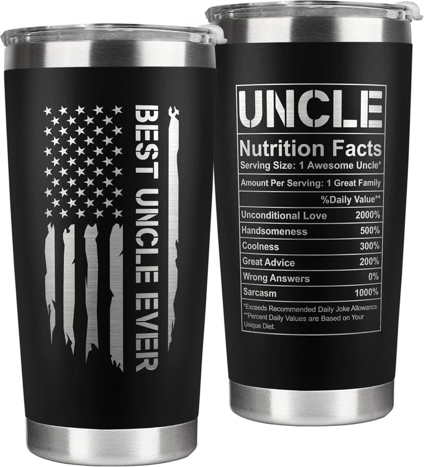 Gifts for Uncle from Niece, Nephew - Uncle Gifts - Fathers Day Gift - Father's Day, Birthday, Christmas Funny Gift for Men Him from Niece, Nephew, Kids - 20 Oz Stainless Steel Coffee Tumbler