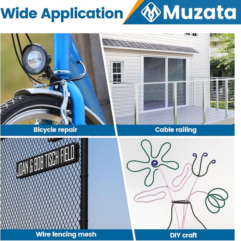 Cut up to 5/32"(4mm) Wire Ropes and Cables, For Cable Railing & Bicycle Brake Repair & Other DIY Projects, Neatly Cutting Muzata Cable Cutter for Cutting up to 5/32" Wire Ropes and Cables CR12 B06XCX2LL7