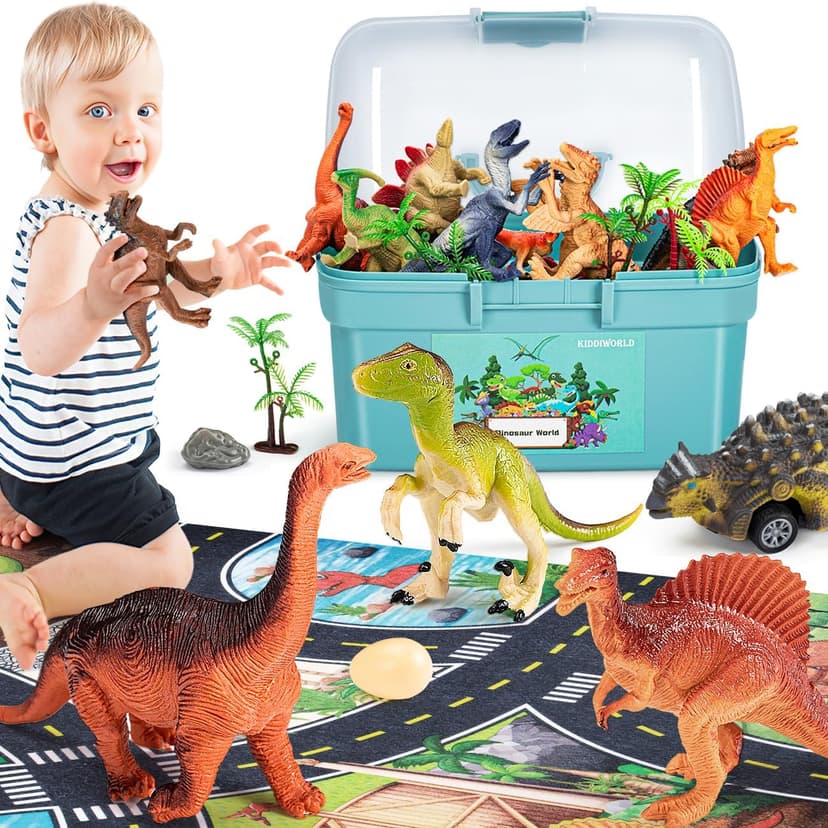 Kiddiworld Dinosaur Toys for 3 4 5 Year Old Boys Gifts, Dinosaurs Toys for Kids 3-5-7, Dino Figures Activity Play Mat Christmas Birthday Gifts for Girls Toddler Toy Age 2-4