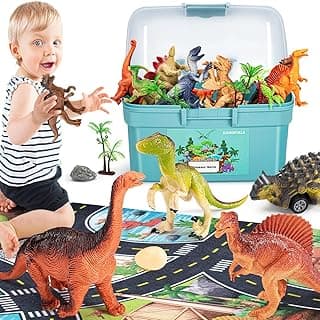 Kiddiworld Dinosaur Toys for 3 4 5 Year Old Boys Gifts, Dinosaurs Toys for Kids 3-5-7, Dino Figures Activity Play Mat Christmas Birthday Gifts for Girls Toddler Toy Age 2-4