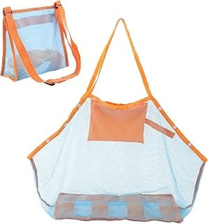 LEAFOREST Mesh Beach Toys Bag Lightweight Foldable Tote Sand Net Bag and Seashell Bag (2 pack)