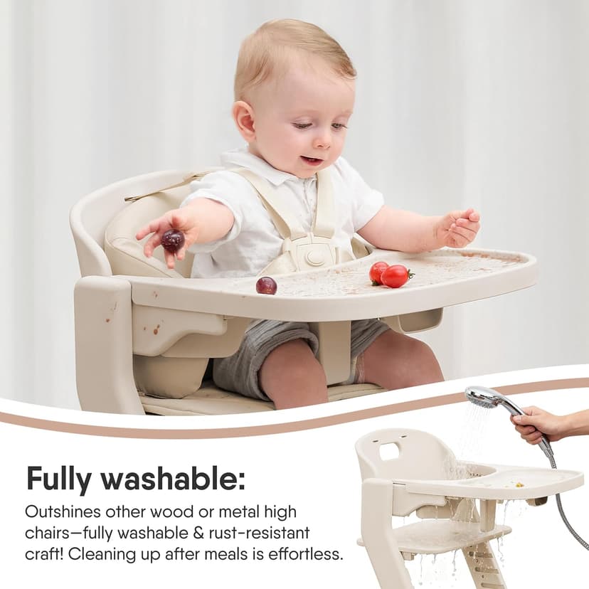 Obee Odee Full-Body Washable Baby High Chair with Soft Cushion, Adjustable for 6 Months to 220 Lb - Multifunctional and Convertible High Chairs for Babies and Toddlers -Portable and Easy Operation