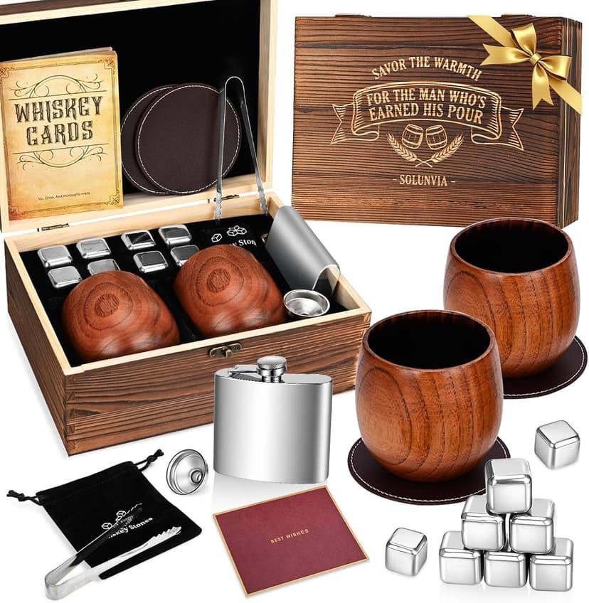 Premium Whiskey Glass Set, Unique Whiskey Gifts for Men, Perfect Gifts for Whiskey Lovers, Dad, Husband and Brother Charred Wooden Bourbon Drinking Glass, Bourbon Gifts for Men, 2 Pack, 10 oz B0GF1MXF75