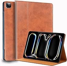 NANRUIL for Ipad Pro 13-inch Case M4/M5 2024/2025(Model:A3360/A3361/A2925/A2926) Genuine Leather Cover Protective Shell,Auto Wake/Sleep.Brown