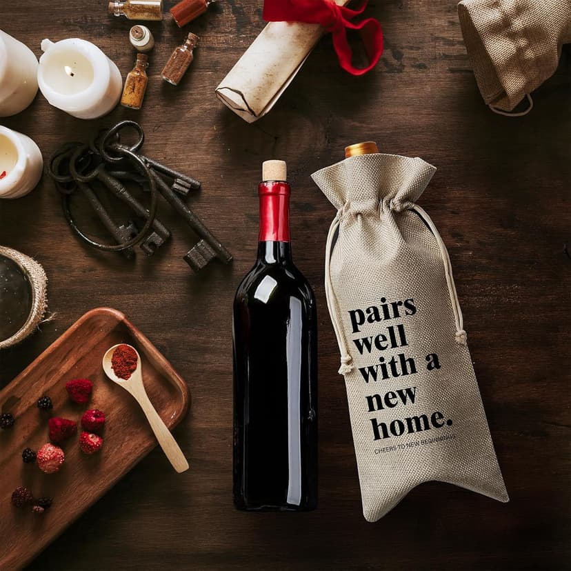 DOI-LANEE Housewarming Wine Bag for Homeowner, New Home Gifts Bag for Women, Welcome To The Neighborhood Gift for Neighbor, Homeowner Realtor Gifts, Pairs Well with A New Home