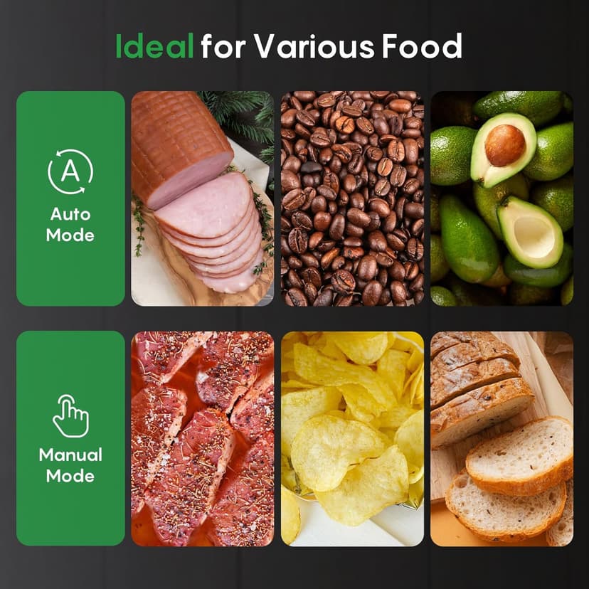 FRESKO Vacuum Sealer Machine with Automatic Bag Detection, Double Heat Seal, Compact Food Sealer, Easy to Use, Starter Kit