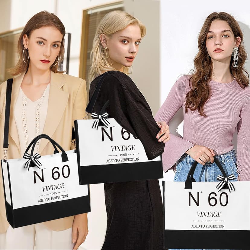 Birthday Gifts for Women Canvas Tote Bag, Unique Gifts for Wife Mom Friends Her, Vintage Handbag Cosmetic Bag Poster