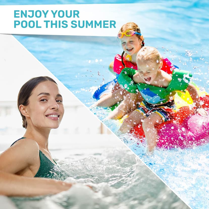 JNW 7-in-1 Pool Test Strips, 150 Quick & Accurate Test Strips for Pool Water, Spa Test Strips for Hot Tub, Chlorine Test Strips, Bromine, pH, Alkalinity, Hardness & More - Swimming Pool Test Kit