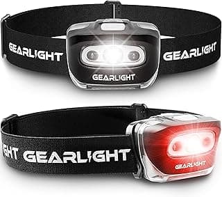 LED Headlamp 2-pack Battery Powered (AAA) (Batteries Not Included) | Head Lamp for Running Hunting Camping Fishing Hiking with Red Light and Adjustable Headband - Bright Forehead Headlamp 7 Modes