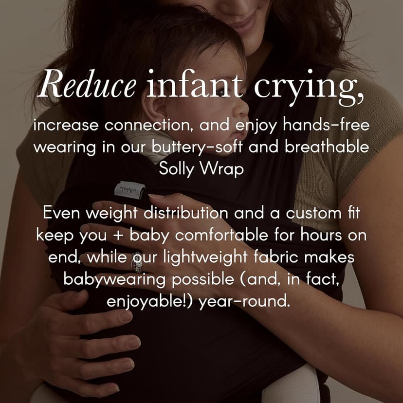 Solly Baby Wrap, Buttery-Soft Baby Carrier Newborn to Toddler 8-25 Lbs., Lightweight & Hands-Free Infant Sling Wrap, Breathable Summer Carrier, Baby Wearing & Postpartum Essential, New Mom Gift, Black