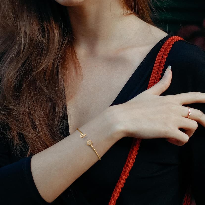 Adjustable Open Cuff Bracelet, Dainty Letter Jewelry, Daughter Sister Bridesmaid Friend, Birthday Christmas Graduation Gift Gold Bracelets for Women Teen Girls, 14K Gold Plated Initial Heart Bangle B0BN2VW1K4