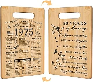 50th Wedding Anniversary for Women Men,Back In 1975&50 Years of Marriage Double sided Cutting Board Gift for Her Him,best 50 years anniversary Decorations for couple