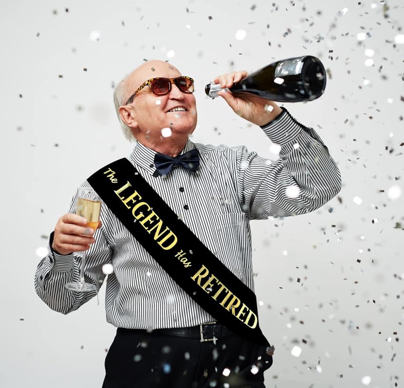 The Legend Has Retired Sash – Elegant Black and Gold Foil Legendary Sash for Both Women and Men & a Large Gold Safety Pin. Perfect for Retirement Parties