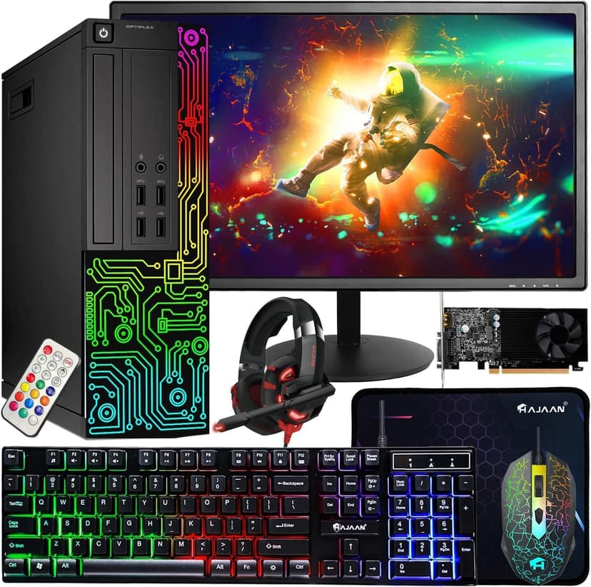 Dell Gaming OptiPlex Desktop RGB Computer PC, Intel Core i7, GeForce GT 1030 2GB GDDR5, 16GB RAM, 512GB SSD, 24 Inch HDMI Monitor, Keyboard Mouse and Headset, WiFi, W11 Pro (Renewed)
