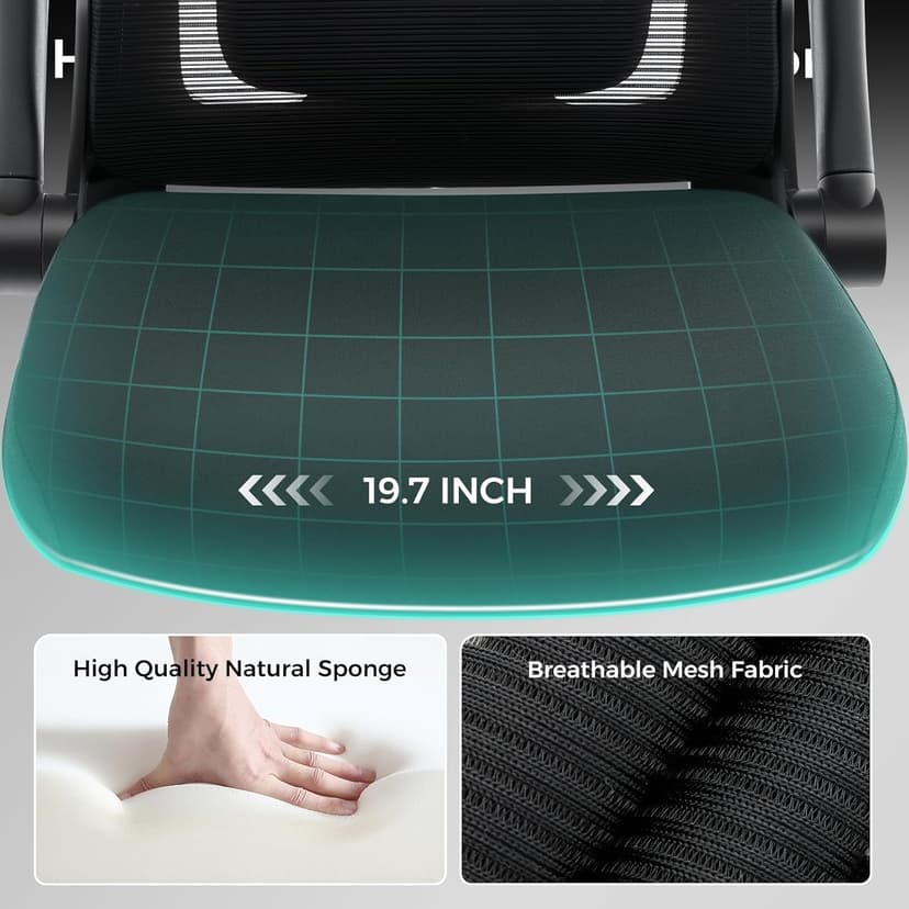 Office Chair,Ergonomic Office Desk Chair with 2D Adjustable Lumbar Support,3D Headrest,2D Arms,330LBS High Back Mesh Computer Home Office Chairs Rolling Tilting Swivel Executive Chairs Black