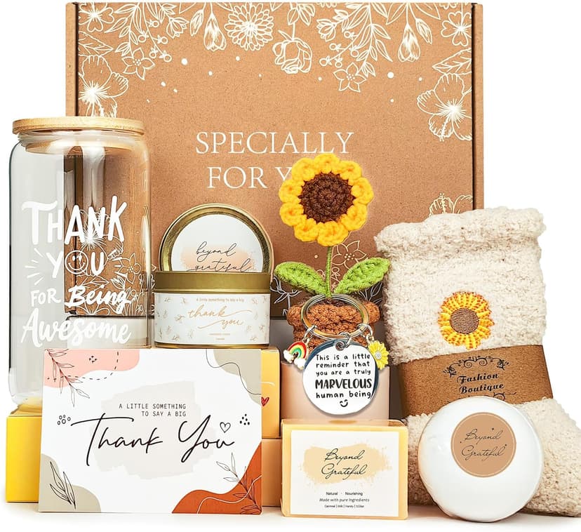 Thank You Gifts for Women, Appreciation Gifts for Coworkers Teacher with 16oz Thank You for Being Awesome Glass, Employee Appreciation Gift Box Thanksgiving Christmas Gift set