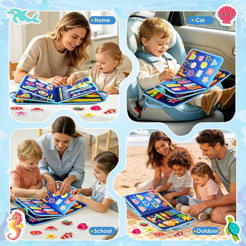 Winblo Toddler Busy Board - Montessori Toys for Toddler Boy Girl Birthday Gift, Educational Learning Sensory Busy Book for Toddlers Boys, Toddlers Activities Travel Toys for Airplane Car B0GYQZCVWG