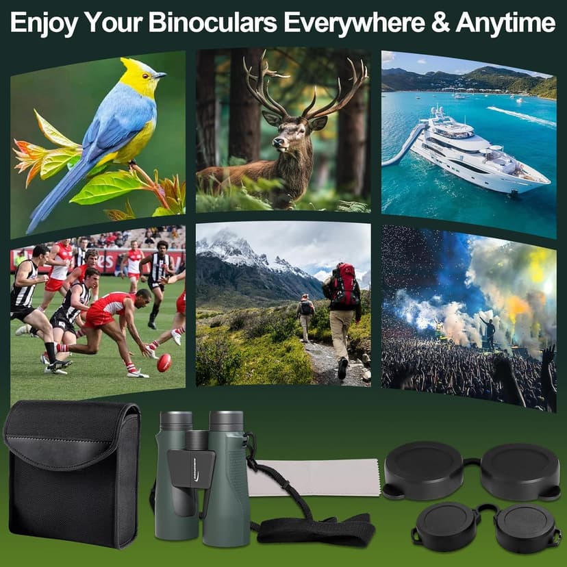 Aurosports 15x56 High Powered Binoculars for Adults - HD Large View Binos with Clear Low Light Vision - Non-Reflective Shell for Bird Watching, Hunting, Wildlife, Cruise, Travel - Gift for Men