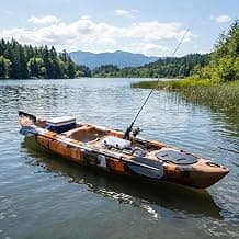 11.9 ft Fishing Kayak for Adults, Sit on Top Kayak with Paddle & Comfortable Seat, Hard Shell Recreational Ocean Fishing Boat for Lake River Sea, 661 LBS Capacity