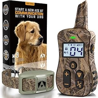 INVIROX Dog Shock Collar [Ultra K9] 124 Training Levels, 4 Powerful Modes with Night-Light and ¾ Mile Range 100% Safe Dog Training Collar for Large Dogs IP67 Waterproof (Camouflage)