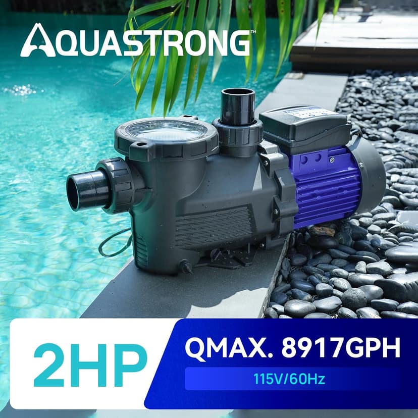 Aquastrong In/Above Ground Pool Pump High Flow Self Primming Swimming Pool Pump,Glossy Black