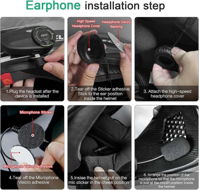 SolaMr Q8 Motorcycle Helmet Bluetooth Headset, 230hours Standby, 6 Riders Mesh Communication Systems with Audio Multitasking, Music Sharing, Noise Cancellation, FM Radio, Loud Interphone -2 Pack