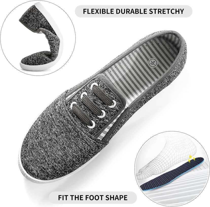 kufeiti Women's Canvas Slip On Shoes Sneakers for Women Fashion Comfortable White Black Elastic Sneakers for Women