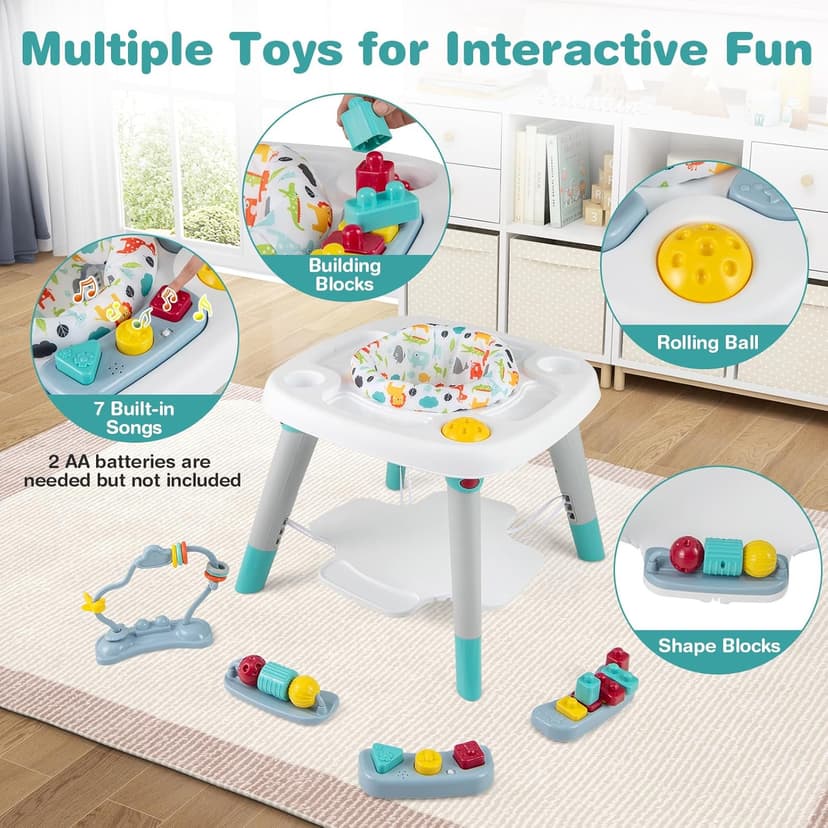 BABY JOY 6-in-1 Baby Activity Center, Baby Jumper & Interactive Play Table with 360° Rotating Seat, Detachable Toys & Music, Montessori-Inspired Design, Activity Center for Infant Toddlers 6-36 Months