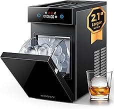 ecozy 2.1" Clear Ice Ball Maker Countertop with CrystalFlux Technology, Minimal Footprint Sphere Ice Maker with 8H Timer, 1 pc in 30 Mins, 48 pcs/Day, Self-Cleaning for Home Bar Whiskey & Bourbon