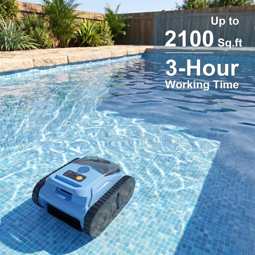 (2025 Upgrade) Pool Vacuum for Inground Pools, Robotic Pool Cleaner, Wall Climbing Pool Cleaner, Cleans Pool Floors, Drain & Walls & Waterline, Cleaning Up to 2100 Sq.ft, 180 Min