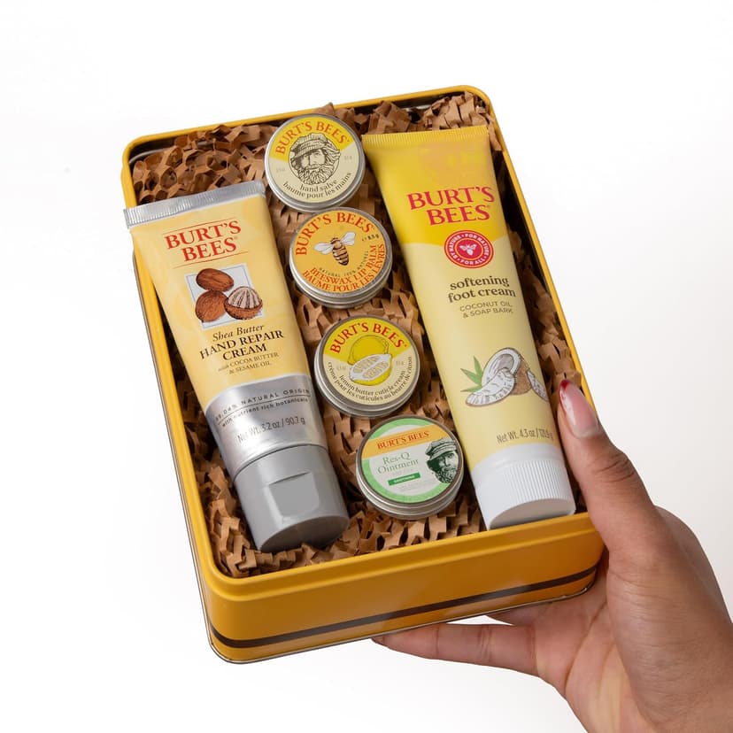 Burt's Bees Back To School Gifts Ideas - Classics Set, 6 Products in Giftable Tin – Cuticle Cream, Hand Salve, Lip Balm, Res-Q Ointment, Hand Repair and Foot Cream