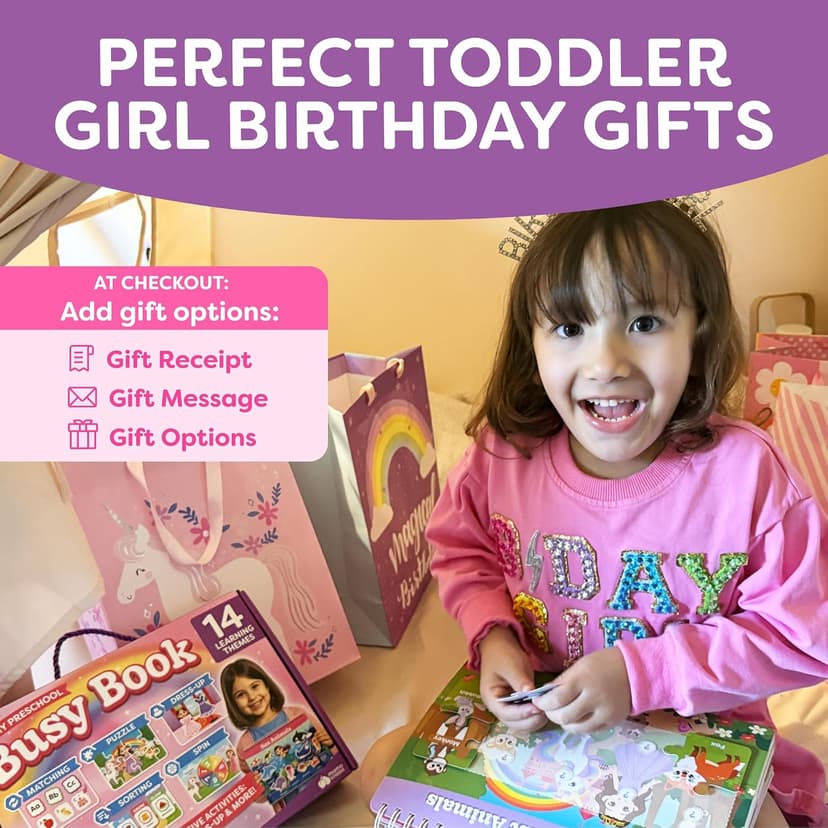 Princess Dress Up 3 Year Old Girl Gifts for Kids - Preschool Learning Educational Toys - Preassembled Travel Activity Montessori Busy Book for Toddlers Ages 3-5 & Princess Unicorn Toddler Books B0G2M13ZCG