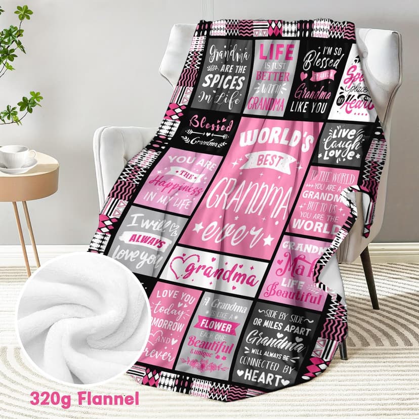 Soft and Cozy Keepsake Blanket, Thoughtful Gift for Christmas, Mother's Day Grandma Birthday Gifts, Best Grandma Ever Gifts Blanket 50"x60" B0DDSFFW4W