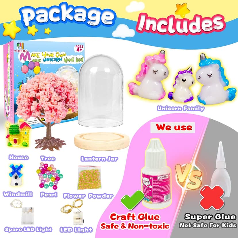 YOFUN Make Your Own Unicorn Night Light - Unicorn Craft Kit for Kids, Arts and Crafts Nightlight Project Novelty for Girl Age 4 to 9 Year Old, Unicorns Gifts for Girls B08NHFS9FC