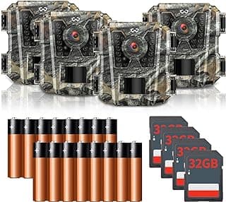 Mini Trail Camera 4 Pack 24MP 1080P HD, Game Cam with SD Card, Waterproof Tiny Deer Camera Night Vision Motion Activated with Fast Trigger Time for Outdoor Wildlife Monitoring