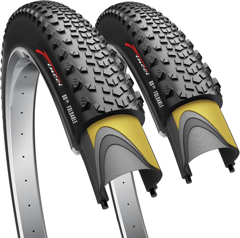 Fincci Pair 700x40c Bike Tire - 700c Gravel Tires with Kevlar & Nylon 1mm Puncture Proof - Durable 60 TPI Foldable Bicycle Tires 42-622 for Hybrid, Electric, Touring, MTB Bikes