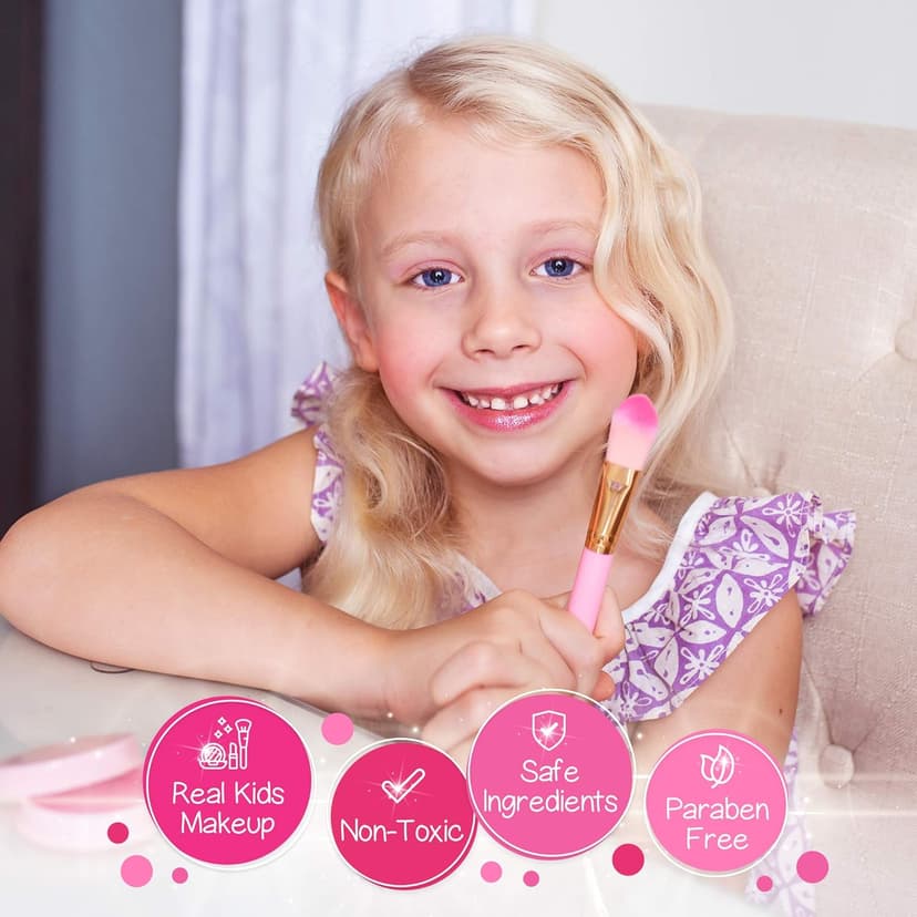 Pink Unicorn Toys for Girls Age 4-6, 5 Year Old Girl Birthday Gift Idea, Toddler Little Girl Gifts 3 4 5 6 7 8 9 10 Years Old Kids Real Makeup Kit with Unicorn Purse Non Toxic Washable Make Up Set B08JD776XX