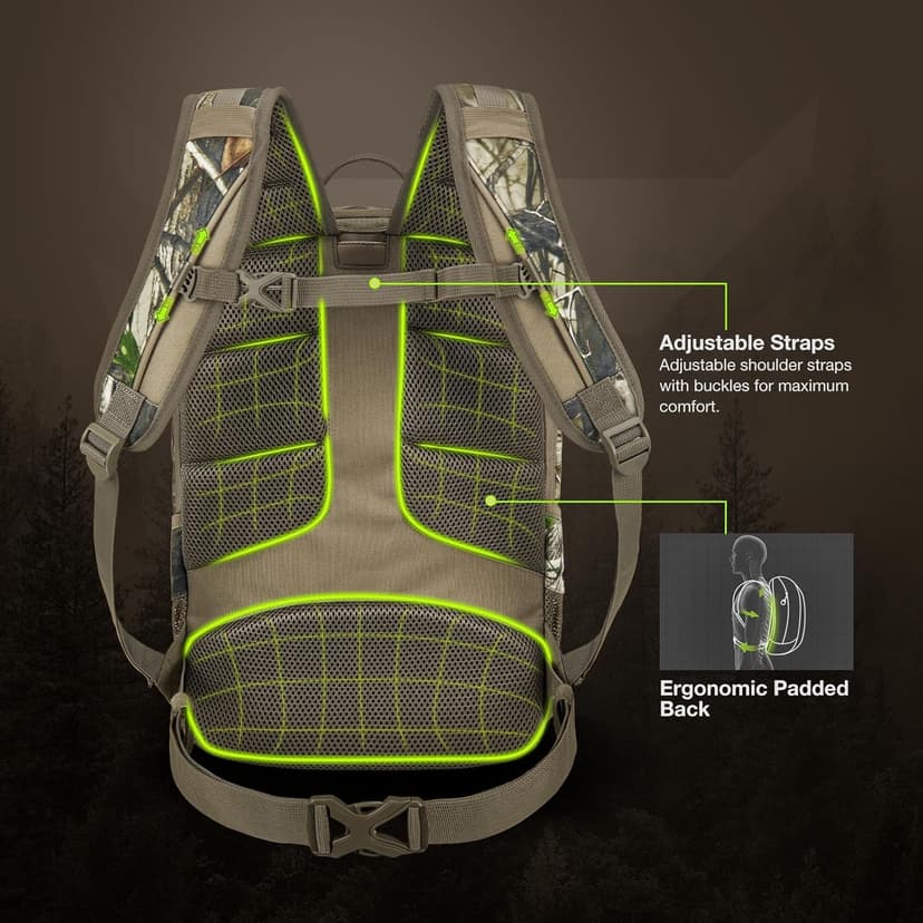 TIDEWE Hunting Backpack with Waterproof Rain Cover, 25L Hunting Pack, Durable Hunting Day Pack for Bow Rifle Gun