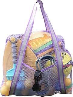 LEAFOREST Large Beach Bag with Zipper - Lightweight Mesh Bag for Swimming Pool Sand Toys