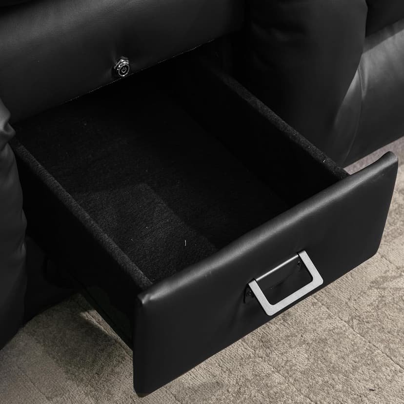 URRED Power Loveseat Recliner Sofa with Massage and Heat, Wall Hugger Reclining Loveseat with Console, RV Couch Home Theater Seating with LED Lights for Living Room (Black, 67" - 2 Seats)