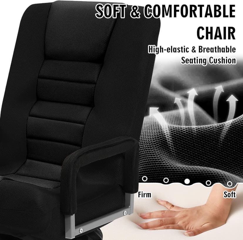 Swivel Floor Gaming Chair w/Armrests, Folding Video Reclining Sofa w/6 Adjustable Position, Padded Backrest & Cushion, Lazy Lounger Couch for E-Sports, Reading, Relaxing, Watching TV, Black
