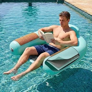 Zeraty Heavy Duty Double-Sided PVC Scrim Floating Chair Inflatable Pool Lounger for Adults, Premium Water Hammock with Cooling Mesh & EVA Armrests, Sunbathing Tanning Float for Lake Beach (300 Lbs)