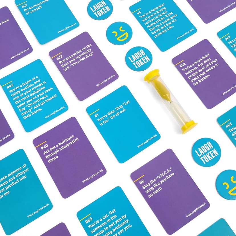 You Laugh You're Out A Party Game with Hilarious Charades Family Card Games for Adults & Kids, 125 Prompt Cards Fun Card Games for Family Game Nights, Gatherings, & Parties Ages 14+