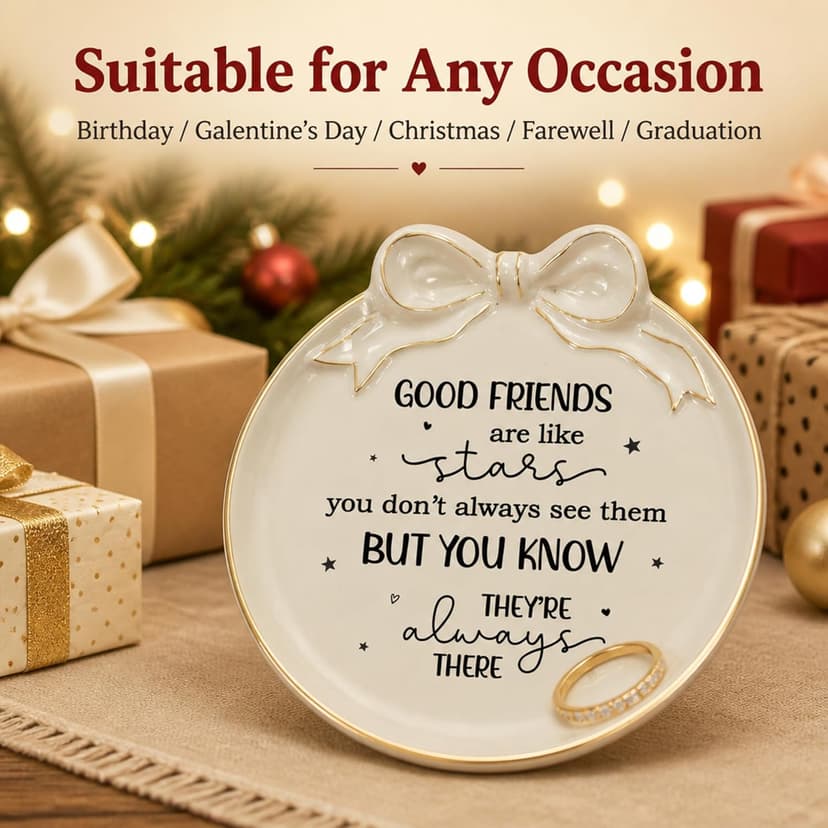 Jewelry Tray with Bow - Good friends are like stars - Gifts for Friends, Bestie, BFF, Sisters - Decorative Trinket Dish - Birthday Gift for Women - Friendship Gifts - Sentimental Keepsake B0GXKCKVR7