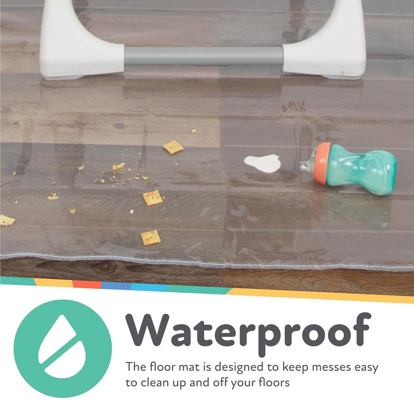 Nuby High Chair Square Floor Mat - Waterproof and Clear Floor Mat - Protects Floor from Spills and Messes - 49.5" x 49.5"